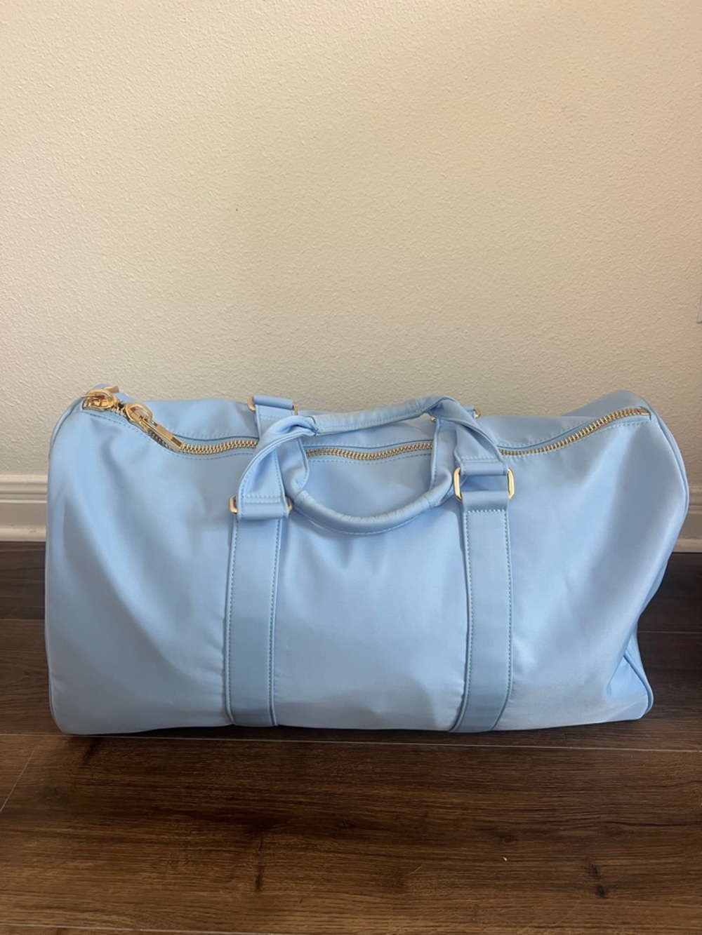 Stoney Clover Lane Light Blue Travel Duffle Bag with Gold Hardware
